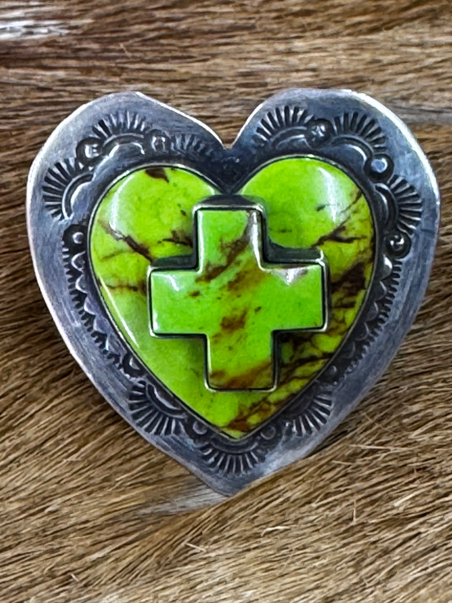 Green Turquoise Heart Ring