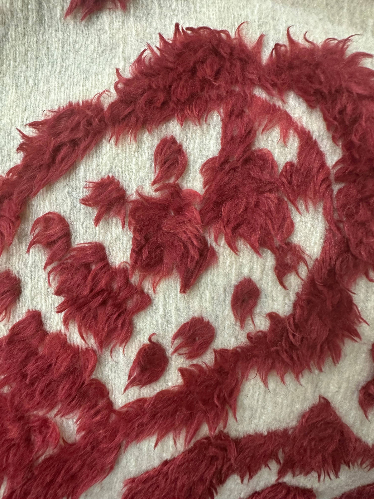 Red Western Boho 3D Textured Paisley Fringe Ruana Cardigan