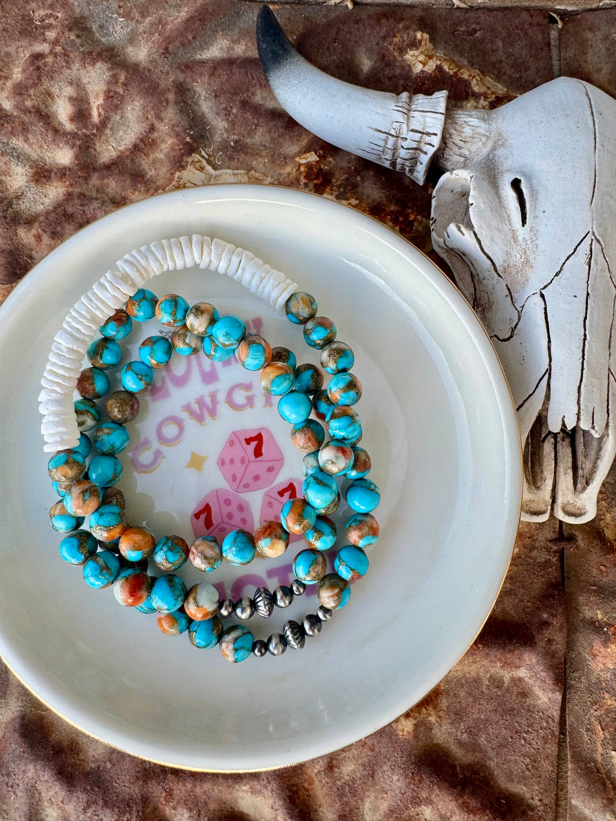 Genuine Turquoise Bracelet/Spiny Oyster Bracelet/Western