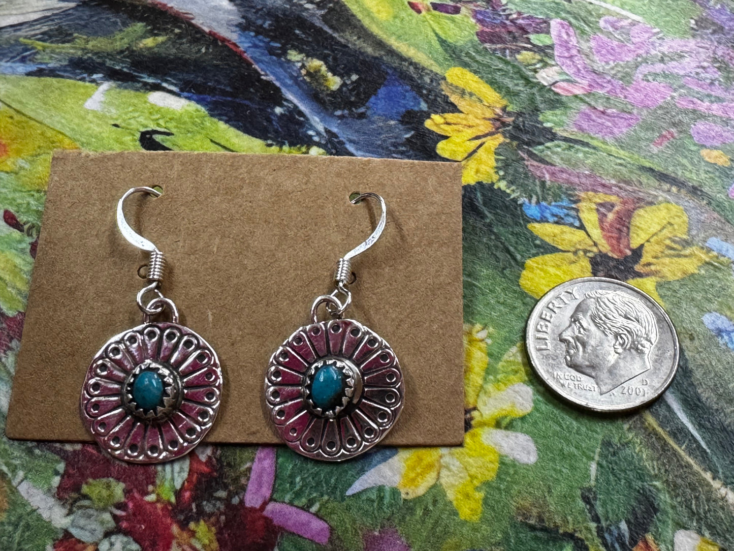 Turquoise Stamped Dangle Earrings
