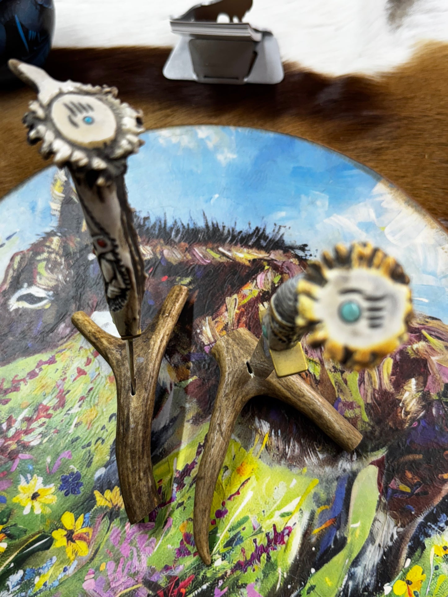 Rare Ted Miller His & Her Turquoise Knife Set