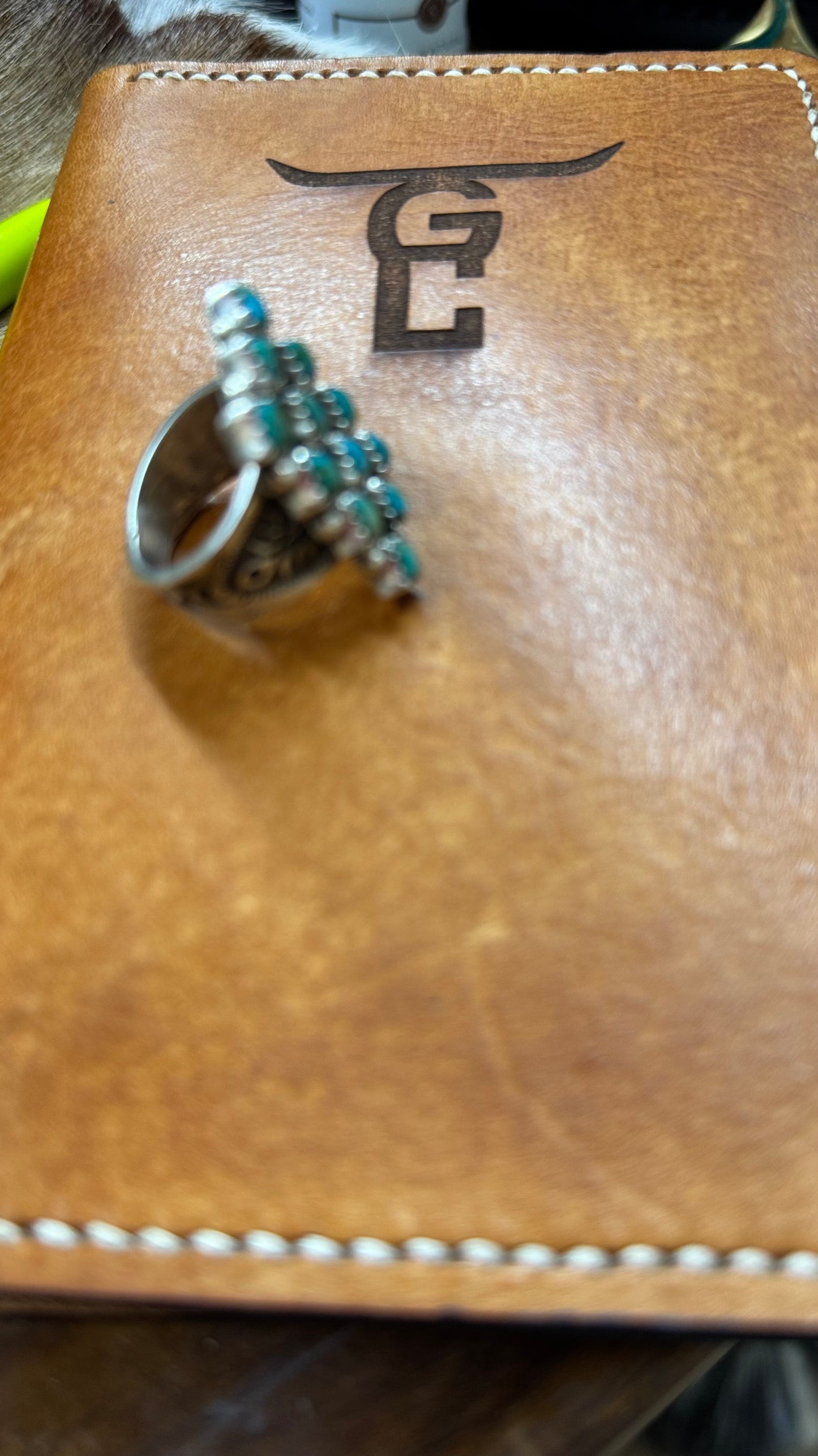 Turquoise 12 Stone Cluster Ring