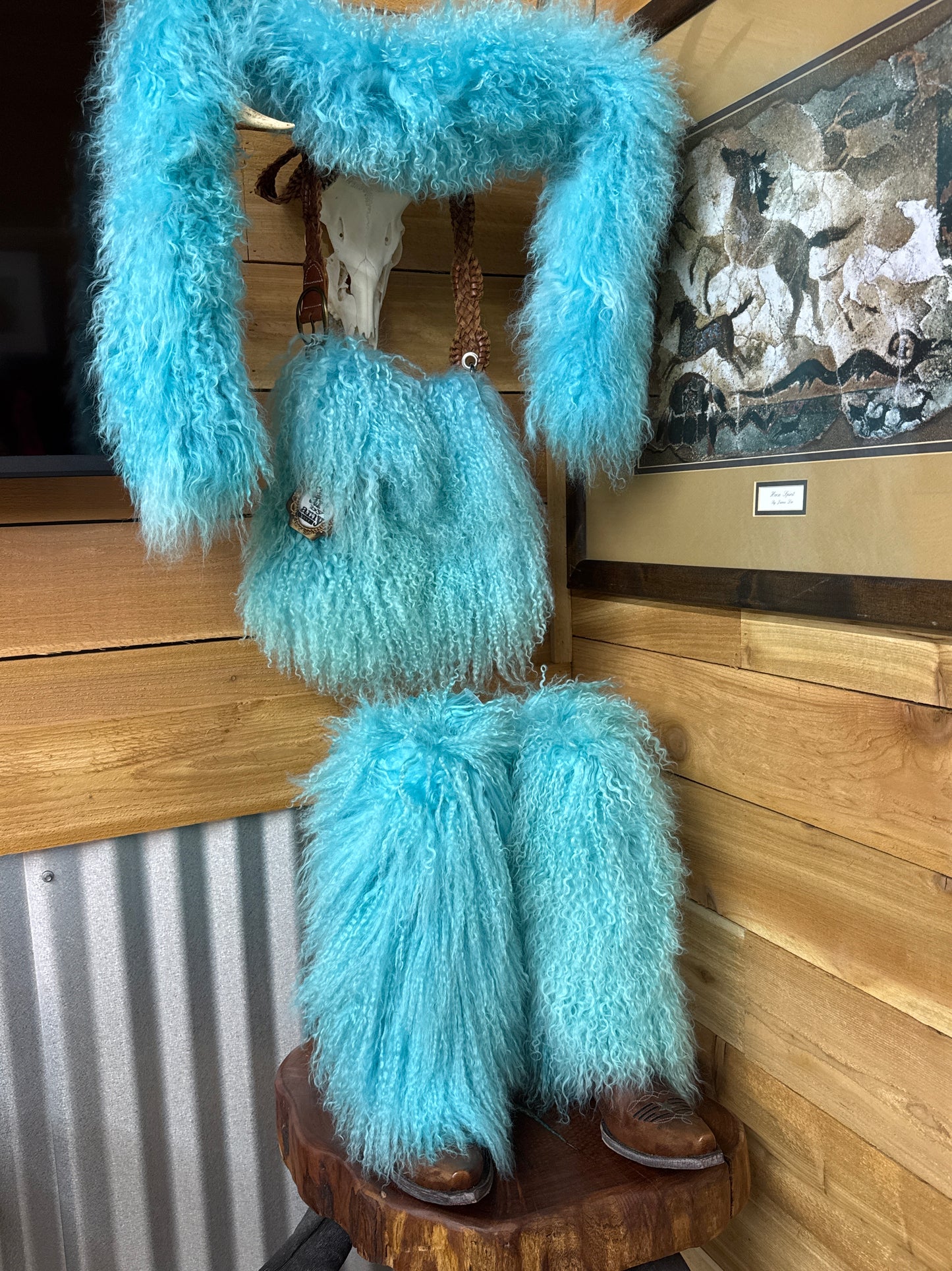 Turquoise Fur Boot Covers