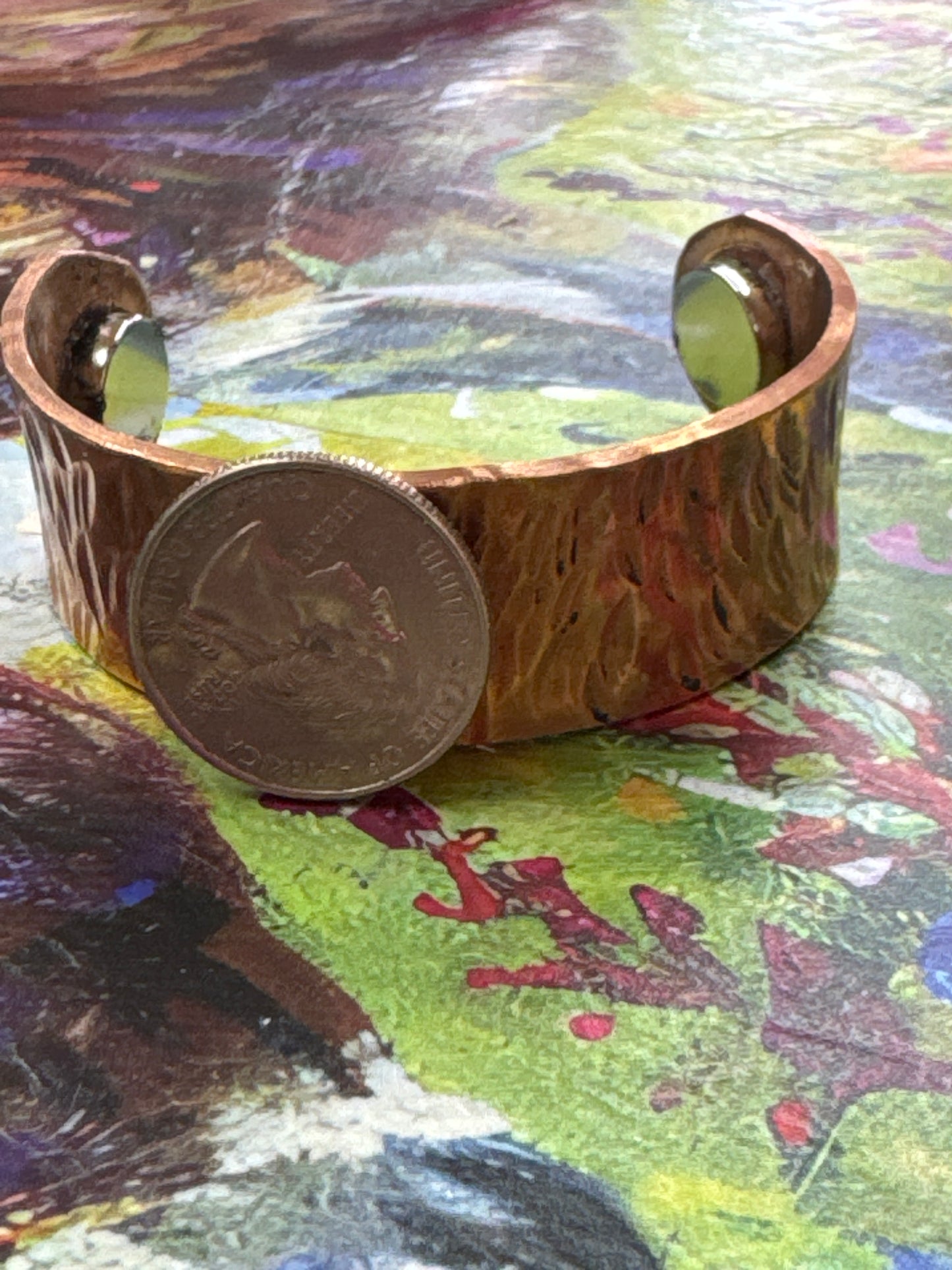 Copper Magnetic Hammered-Etched Cuff