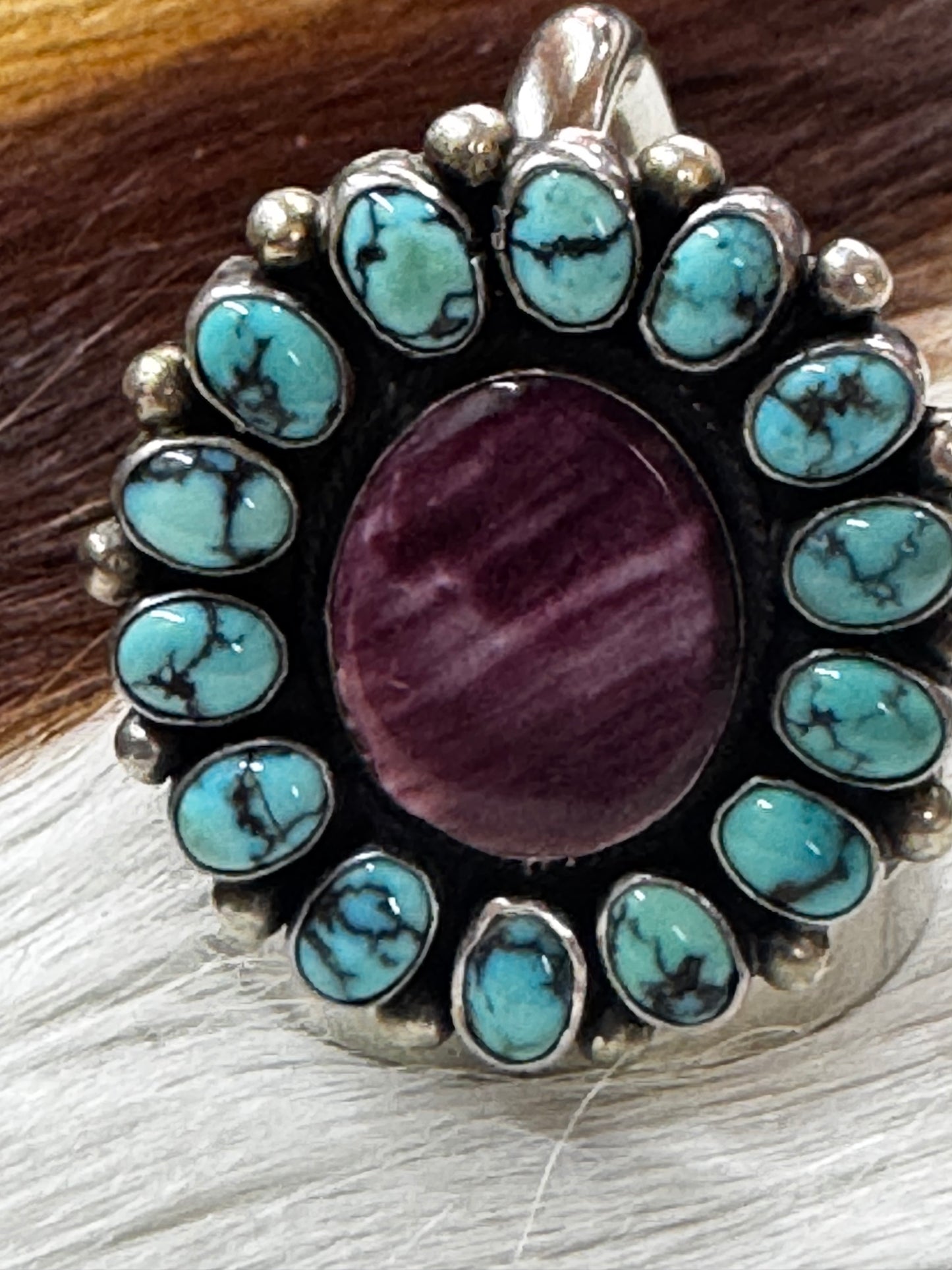 Purple Spiny and Turquoise Oval Ring