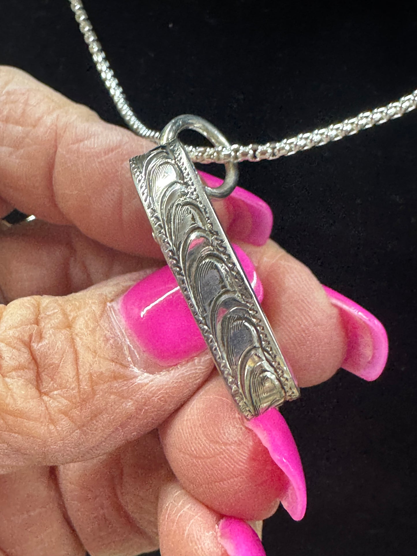 Sterling Stamped Heart Pendant
