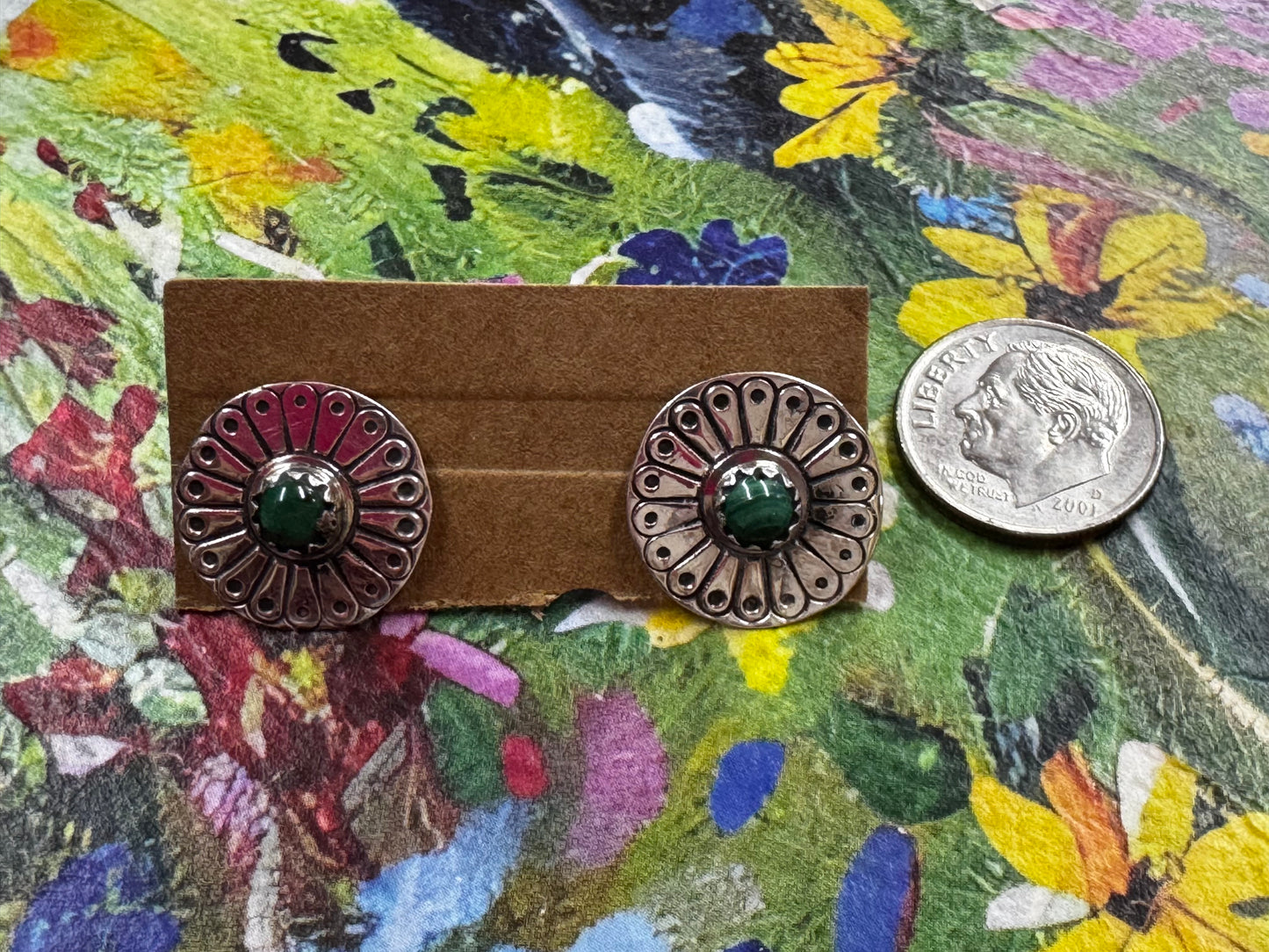 Turquoise Green Stamped Earrings