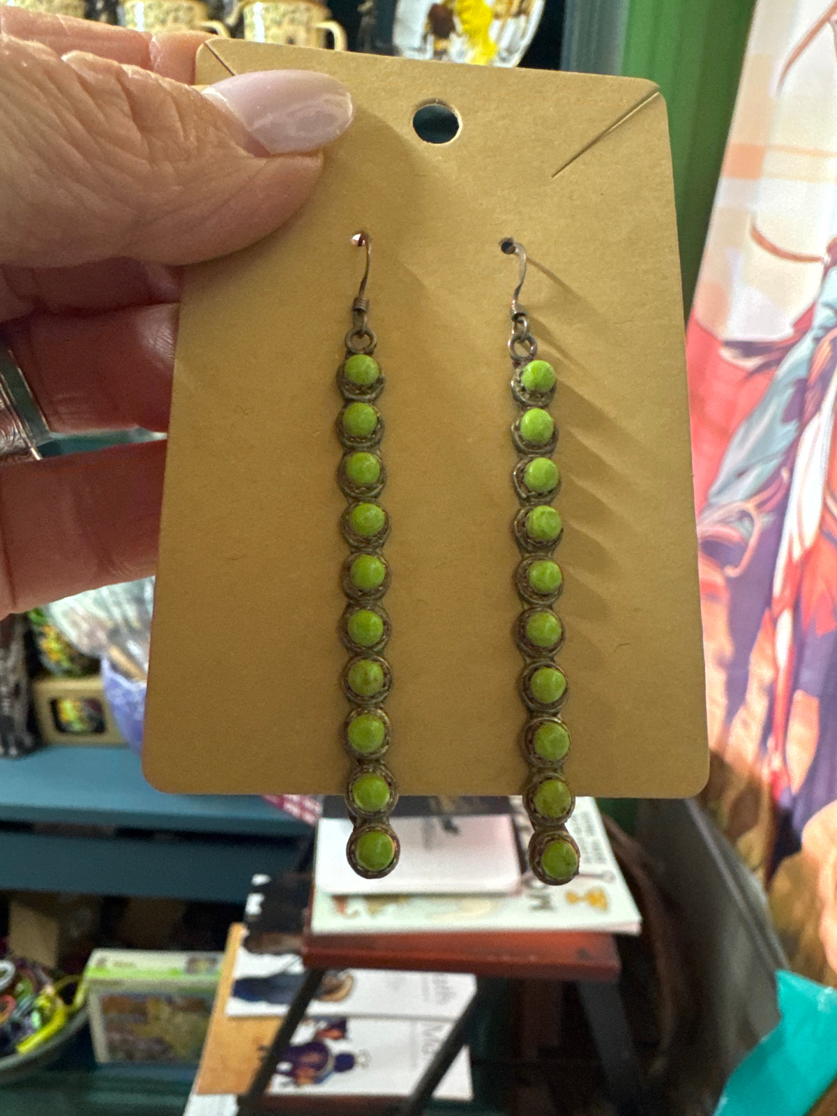 Green Gaspiete Dangle Earrings