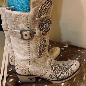 Lane Tan Leather Studded Gabbie Boots