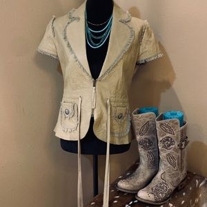 Lane Tan Leather Studded Gabbie Boots