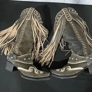 Double D Ranch Fringed Embellished Boots