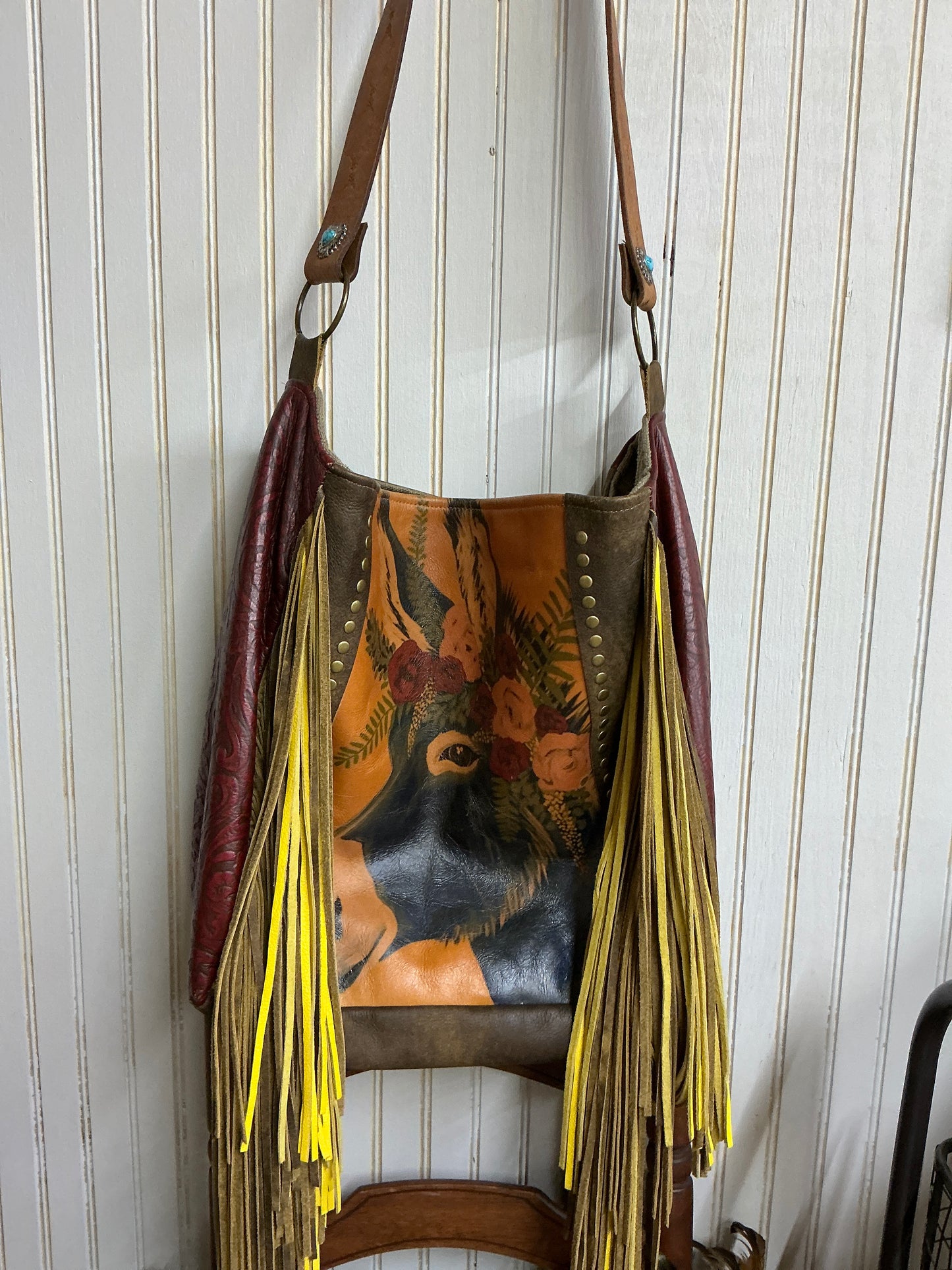 Donkey Love One of a Kind Satchel Bag with Fringe
