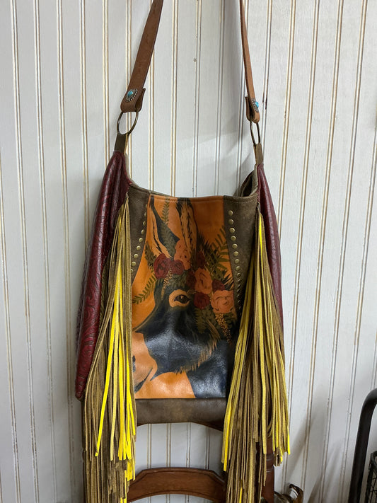 Donkey Love One of a Kind Satchel Bag with Fringe