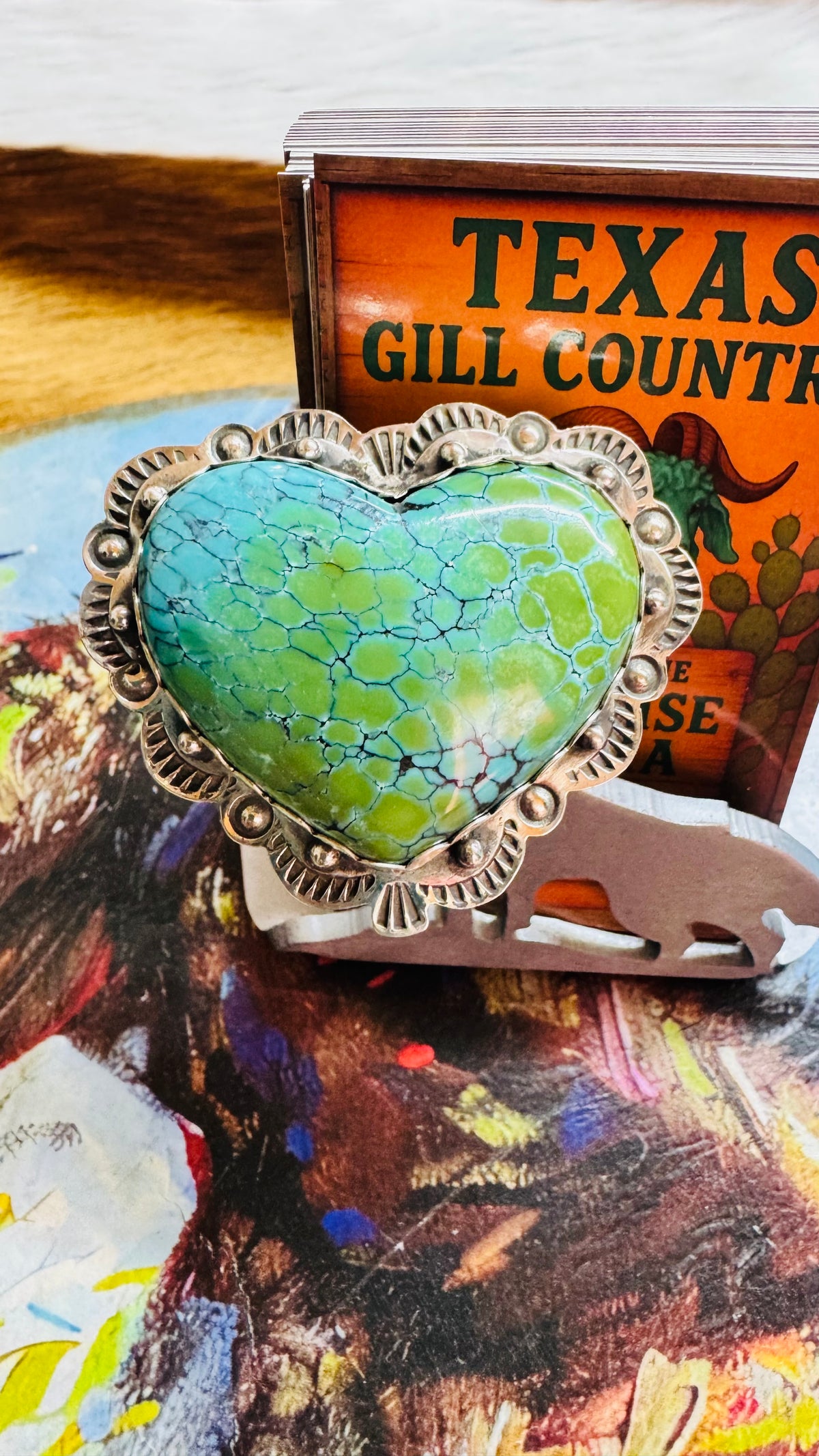 Turquoise Heart Ring Adjustable