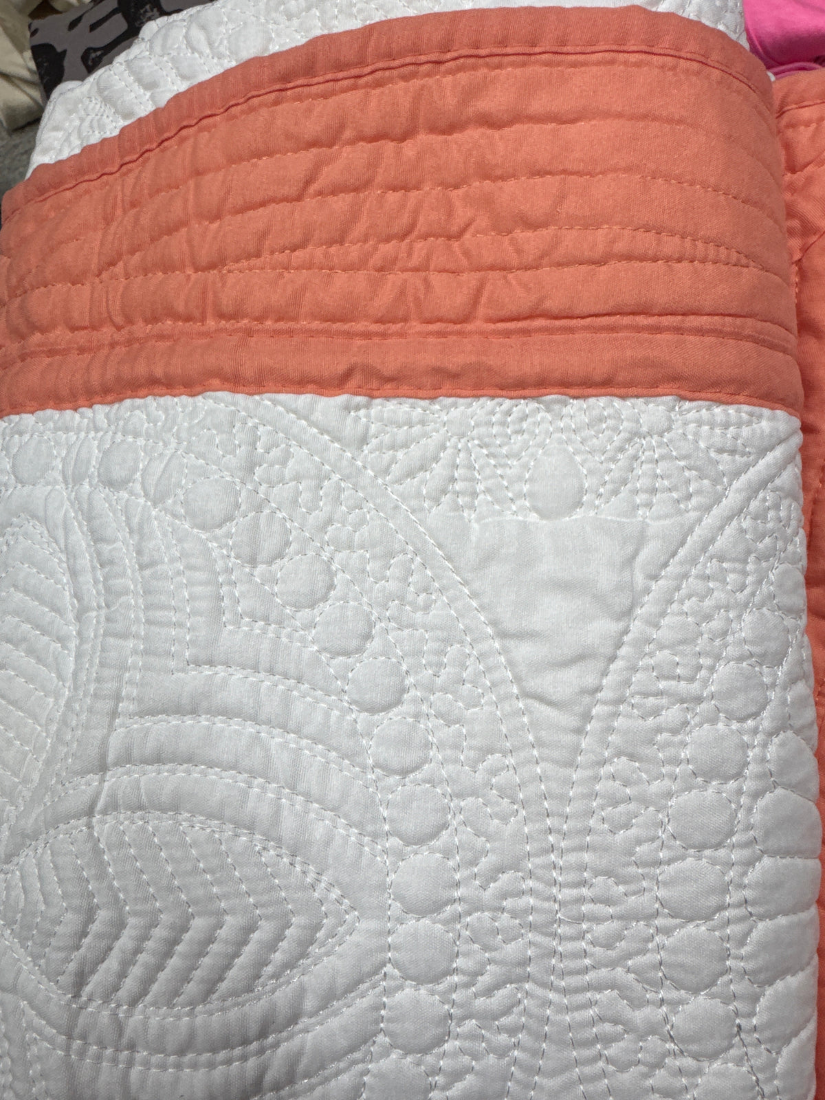 Melon and White Quilt