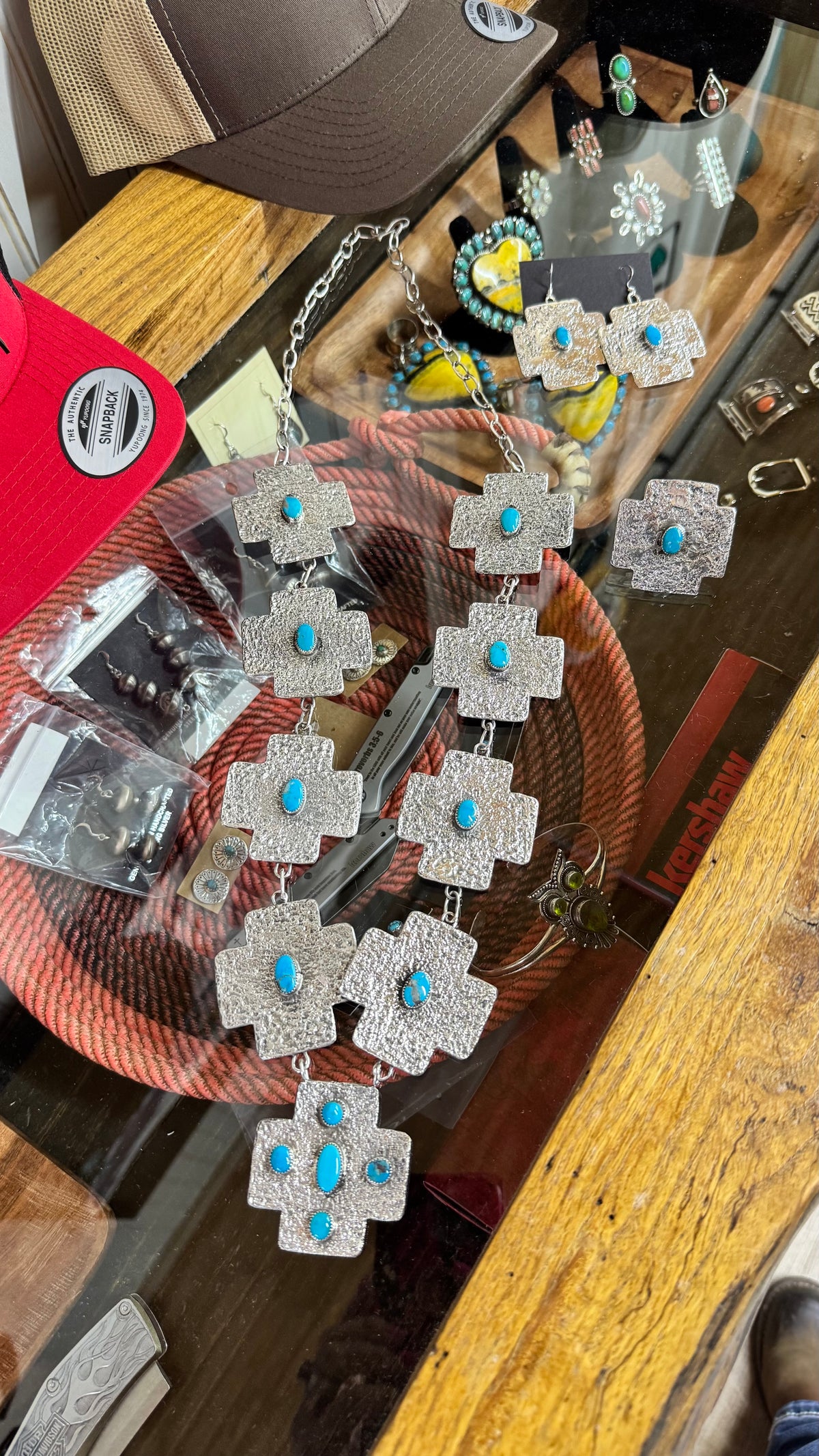 Sterling and Turquoise Cross Set