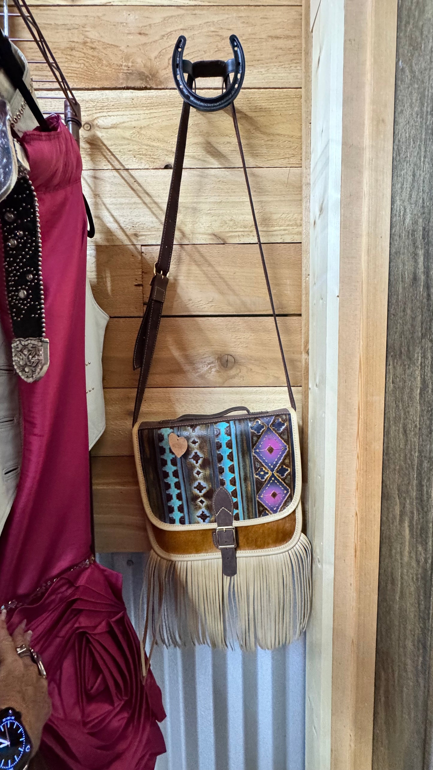 Hair on Hide & Tooled Leather Purse