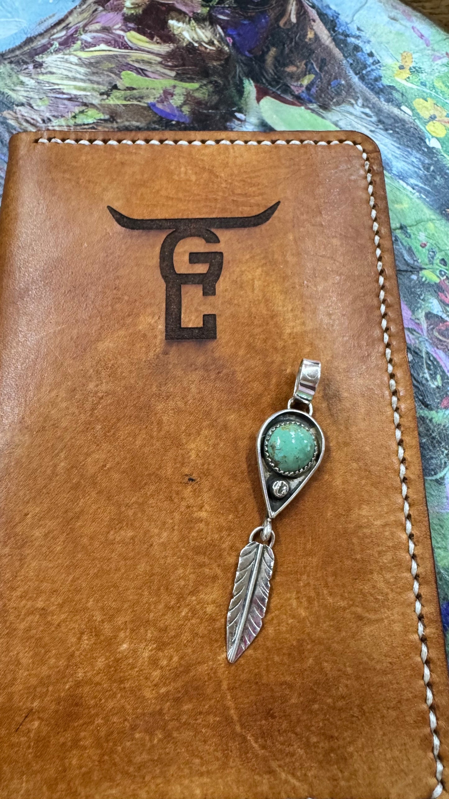 Turquoise Feather Pendant, Navajo