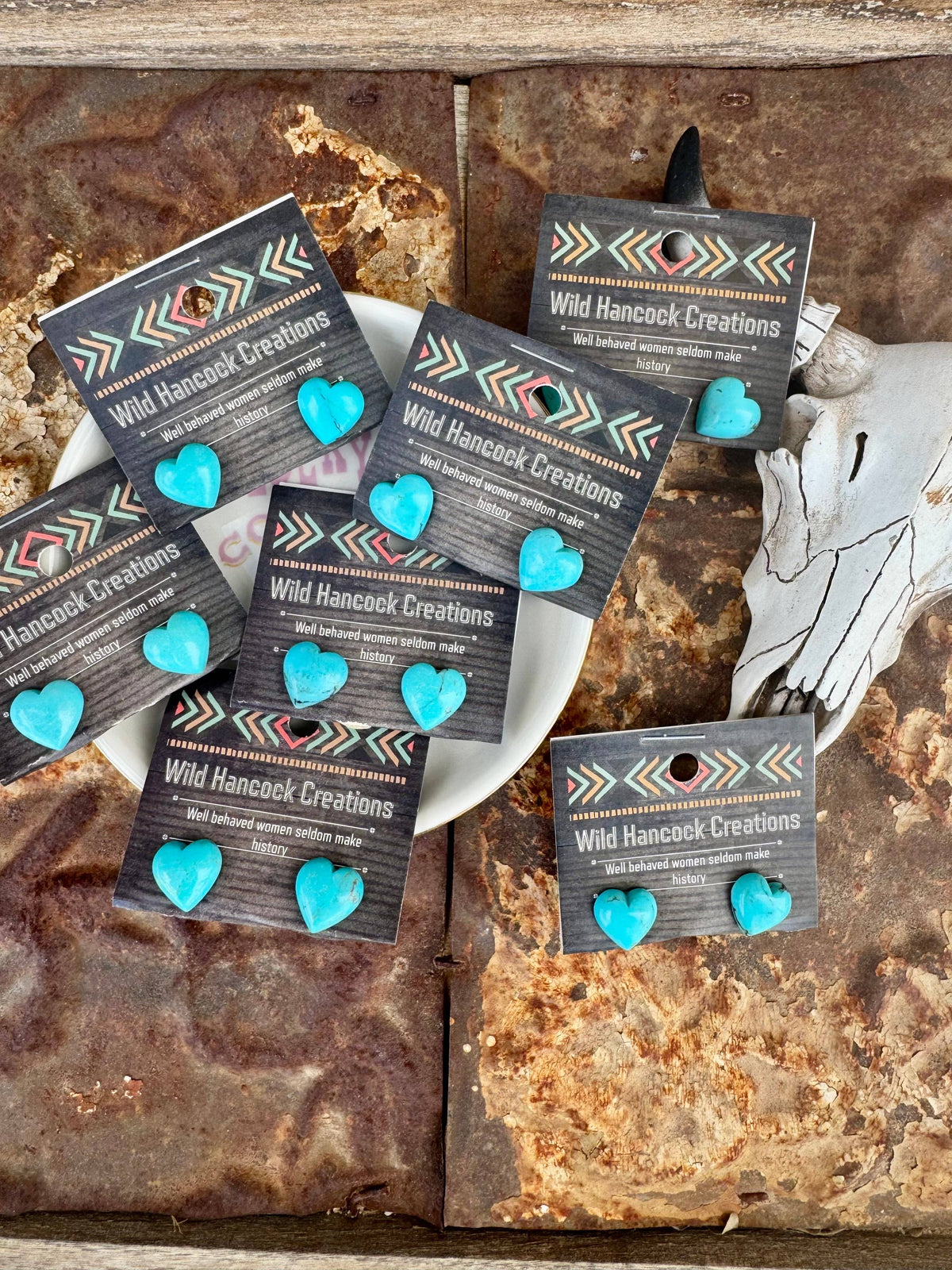 Genuine Turquoise Heart Stud Earrings/Western Stud Earring