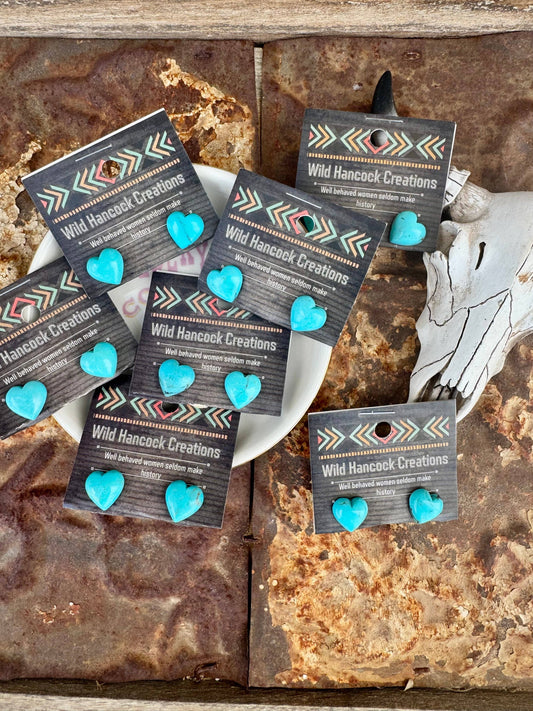 Genuine Turquoise Heart Stud Earrings/Western Stud Earring