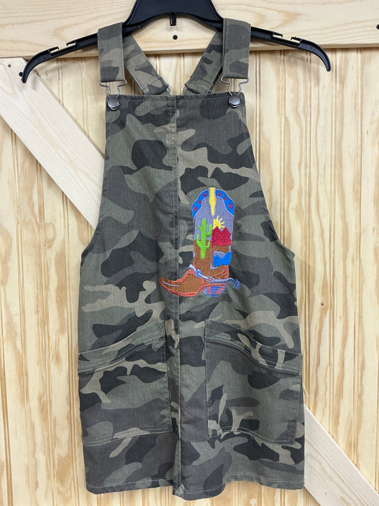 Boot Scooting Embroidered Camo Coverall Dress