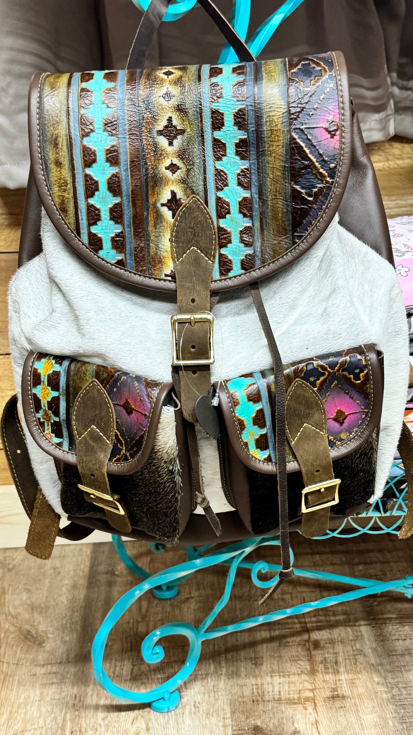 Hair on Hide Tooled Backpack