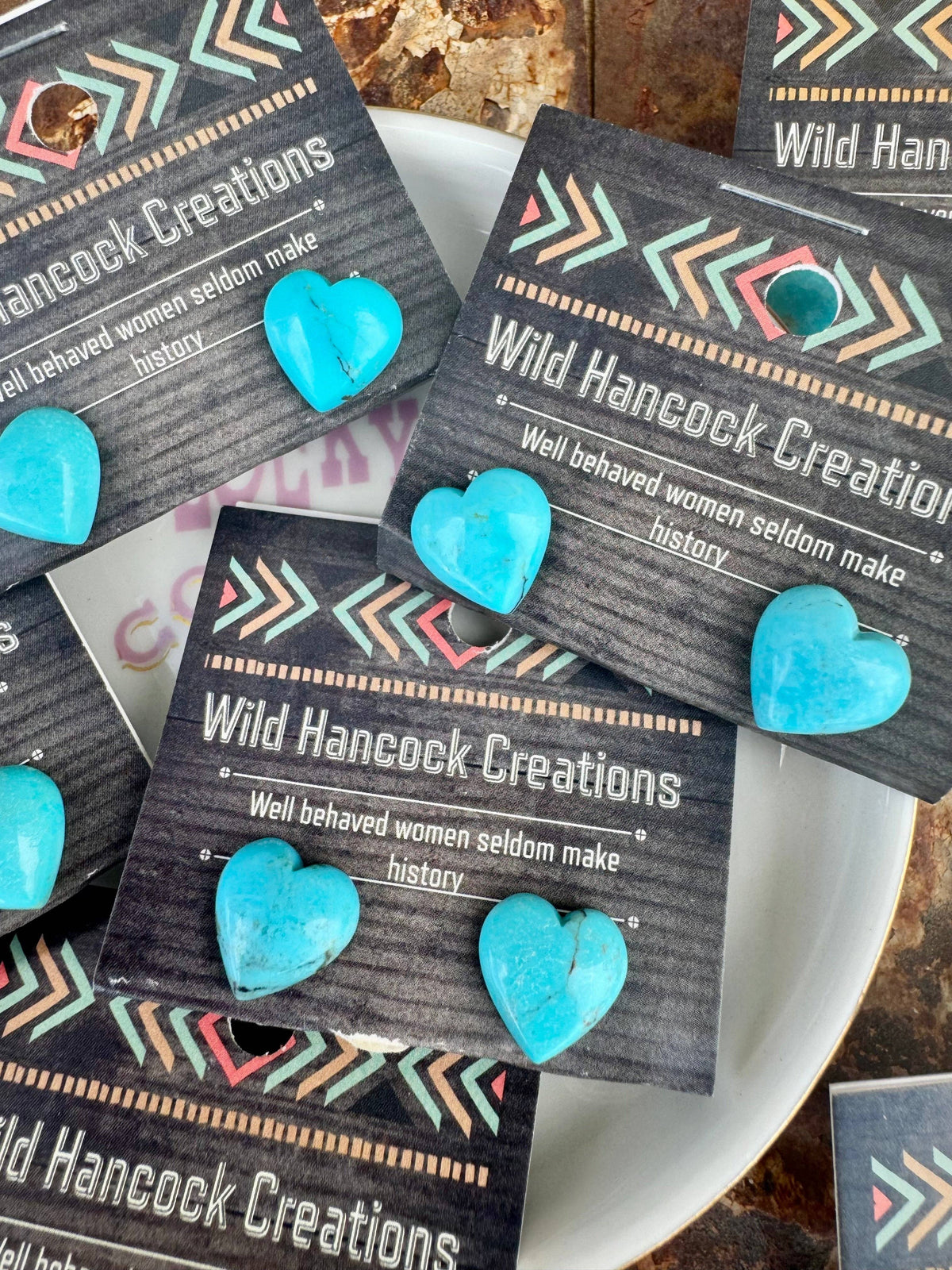 Genuine Turquoise Heart Stud Earrings/Western Stud Earring