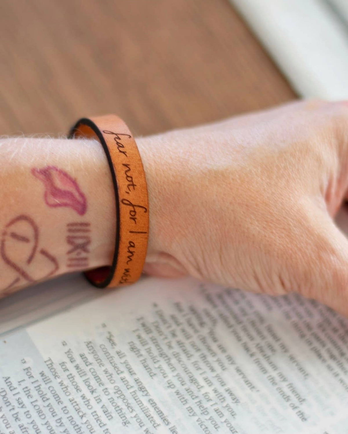 Bible Scripture Thin Leather Bracelet