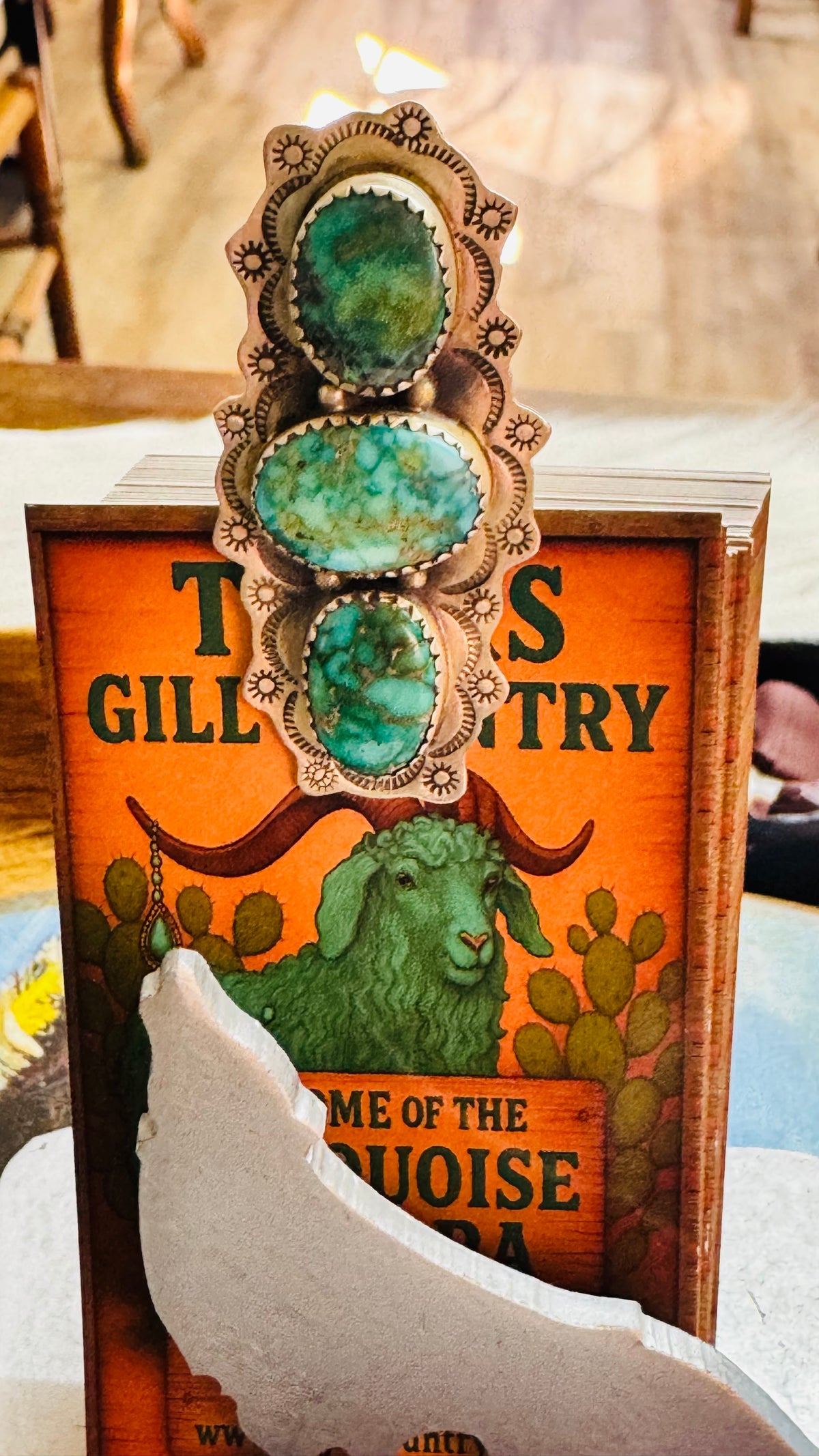 Three Stone Turquoise and Sterling Ring