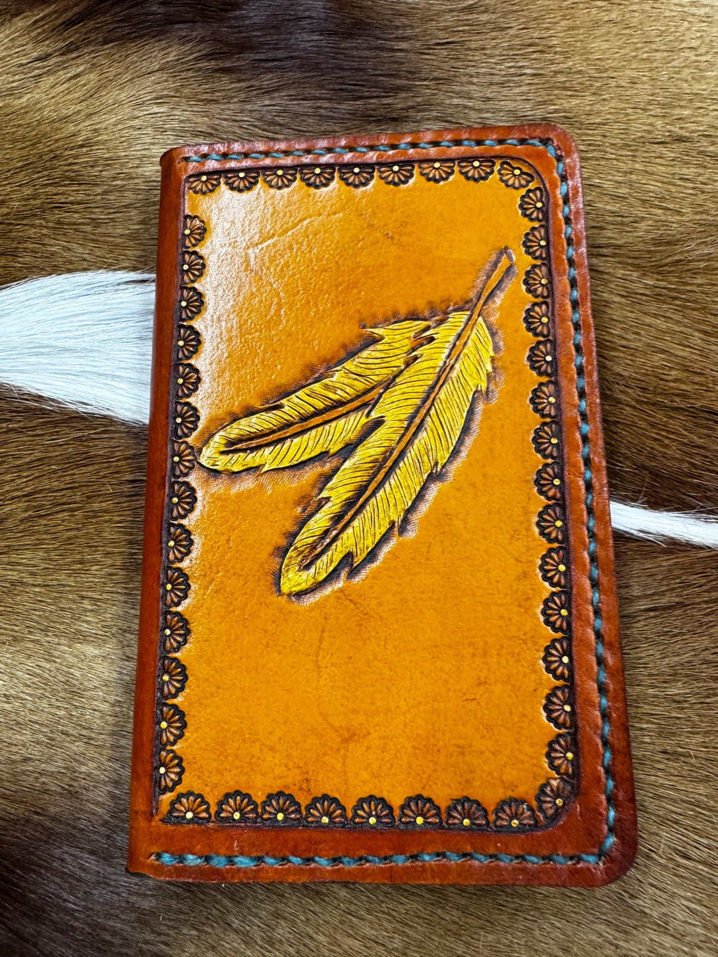 Handmade Field Notes or Passport Cover (Feather Tooled)