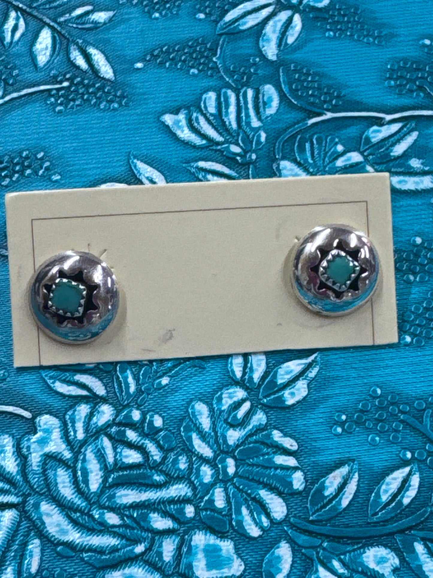 Turquoise & Sterling Signed Earrings