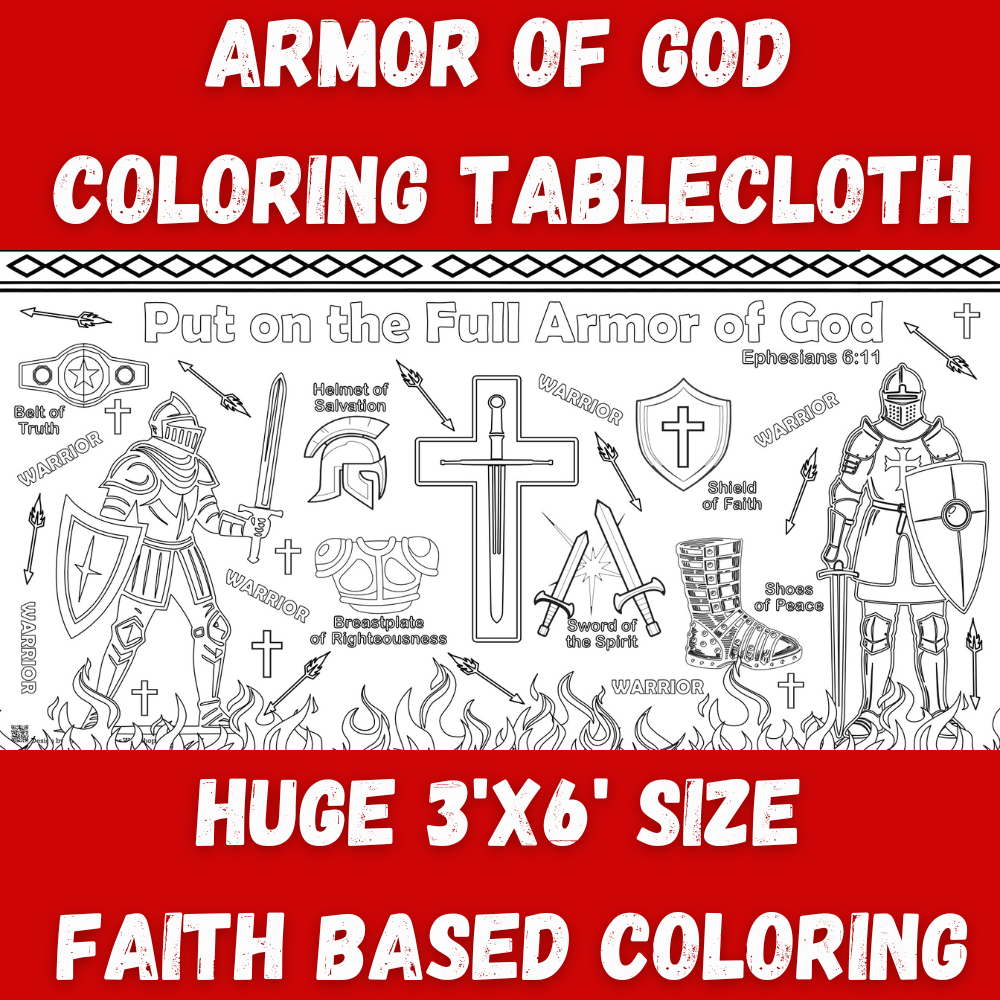 Armor of God Faith Based Coloring Tablecloth