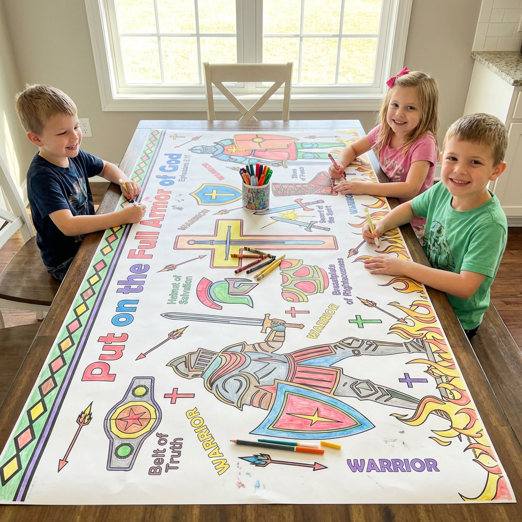 Armor of God Faith Based Coloring Tablecloth