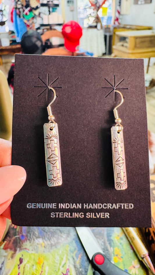 Navajo Sterling Stamped Earrings