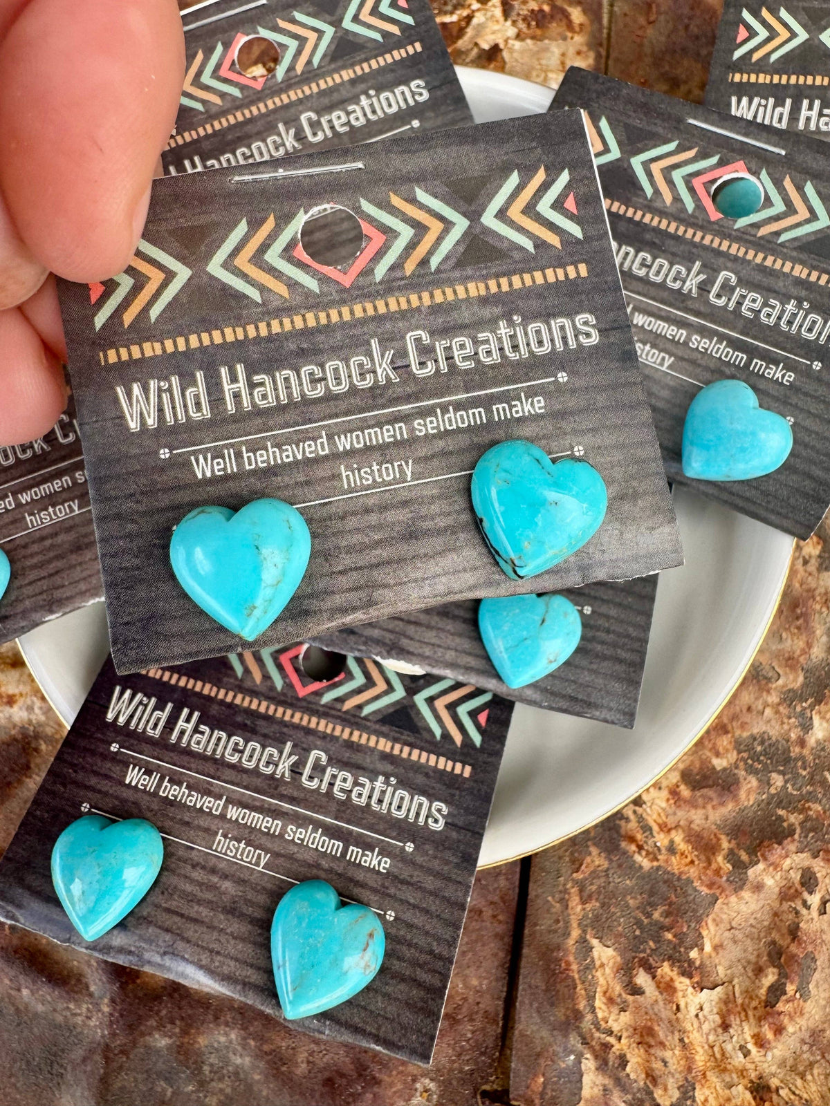Genuine Turquoise Heart Stud Earrings/Western Stud Earring