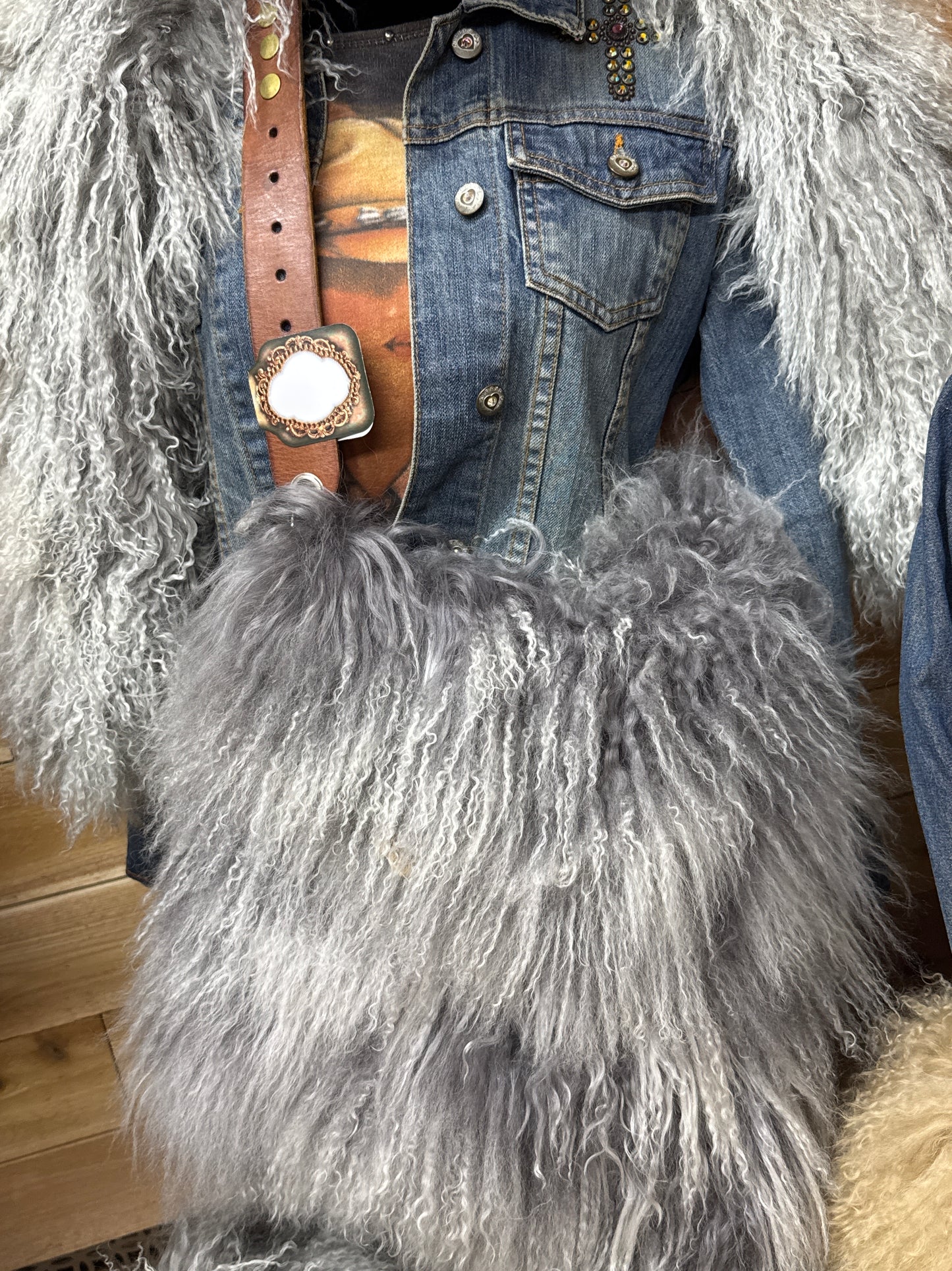 Large Fur Purse - Gray