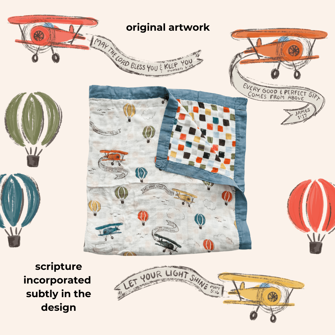 Scripture Planes Luxury Double Sided Muslin Blanket