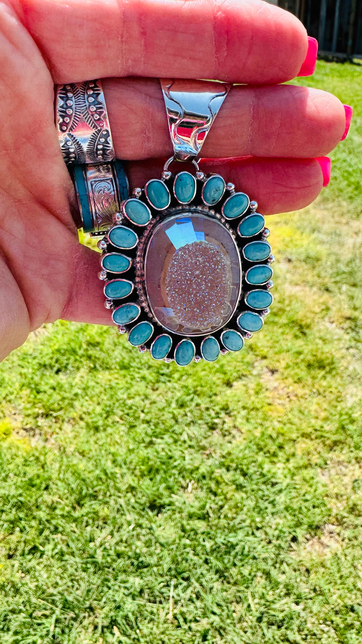 TJR Turquoise Druzy Pendant - Custom Order
