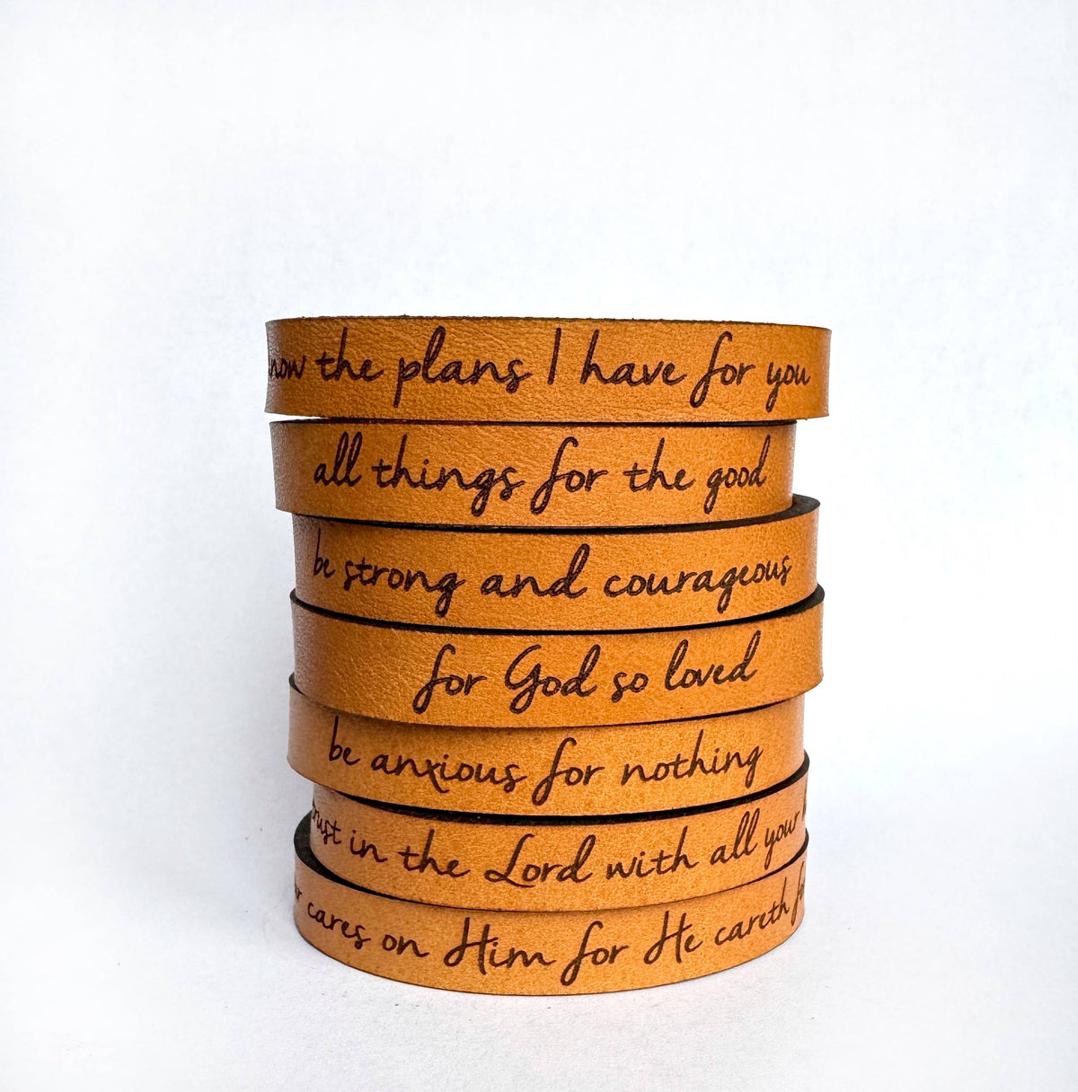 Bible Scripture Thin Leather Bracelet