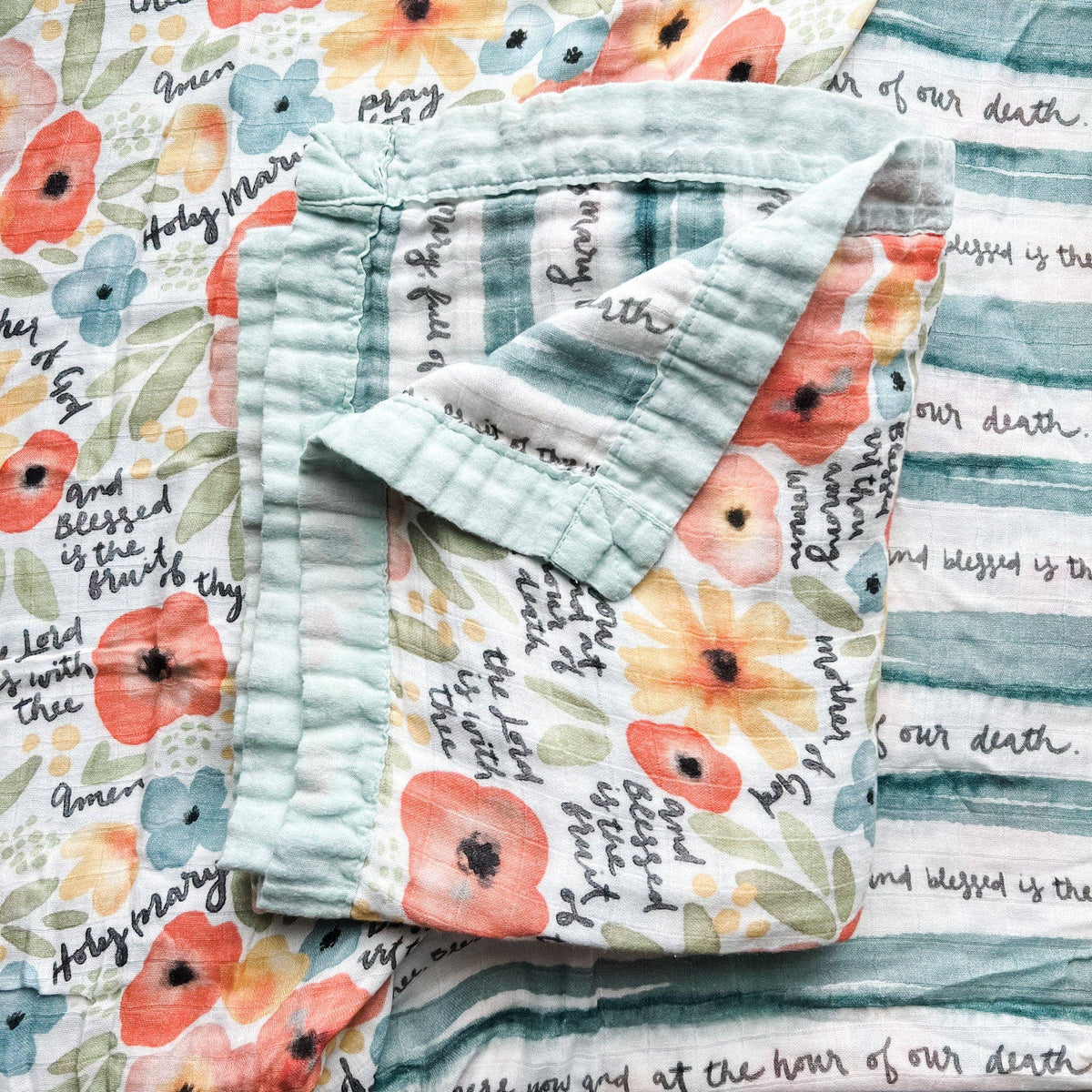 Watercolor Hail Mary Luxury Double Sided Muslin Blanket