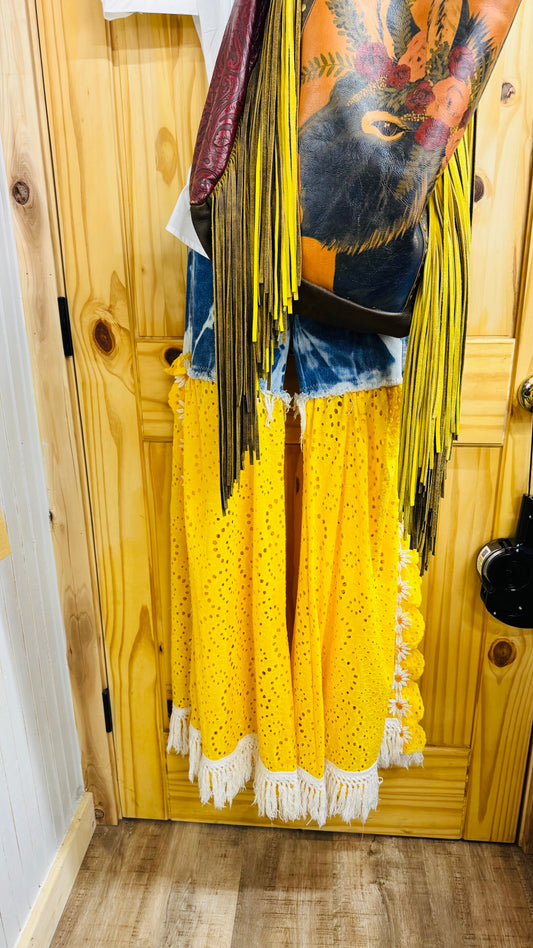 Yellow Eyelet One of a Kind Pants