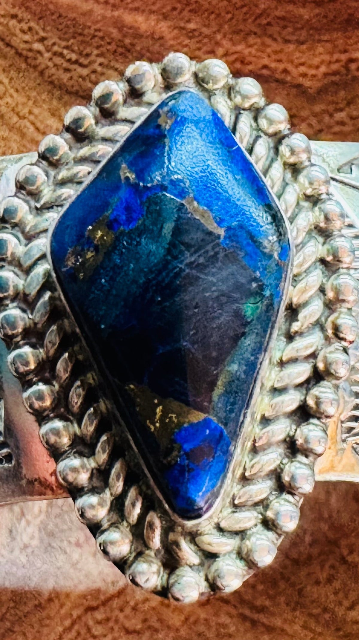 Navajo Signed and Stamped Lapis Cuff