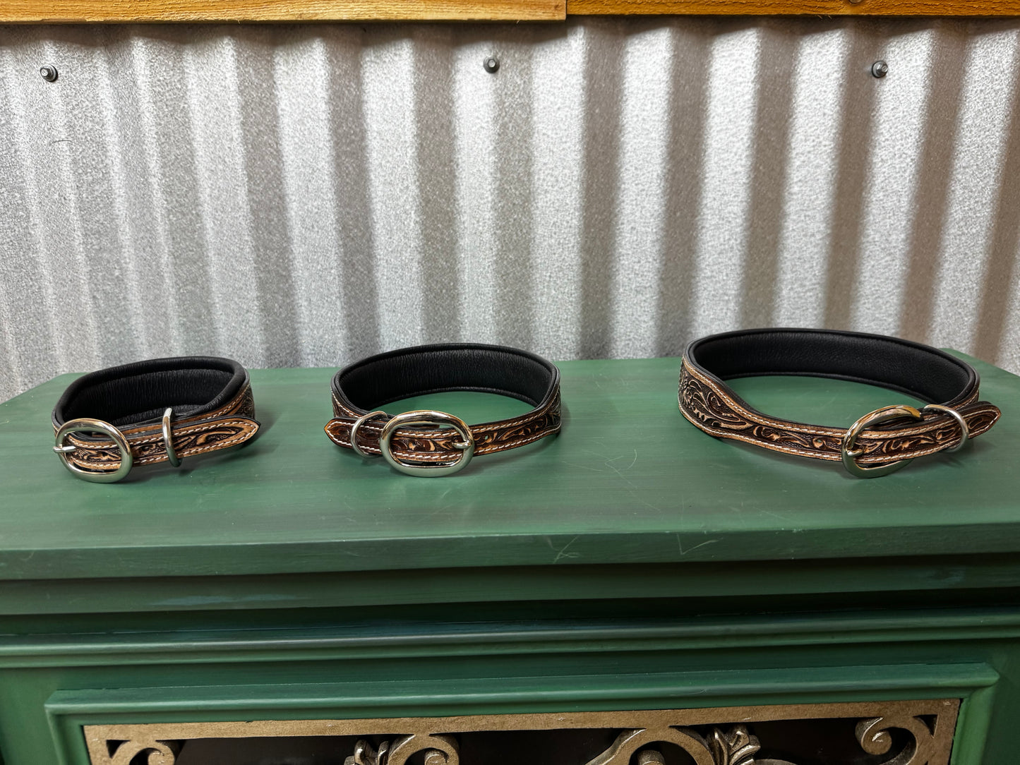 Tooled Beaded Dog Collar