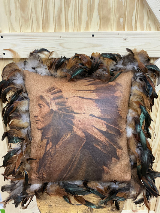 Chief Pillow w/ Feathered Trim