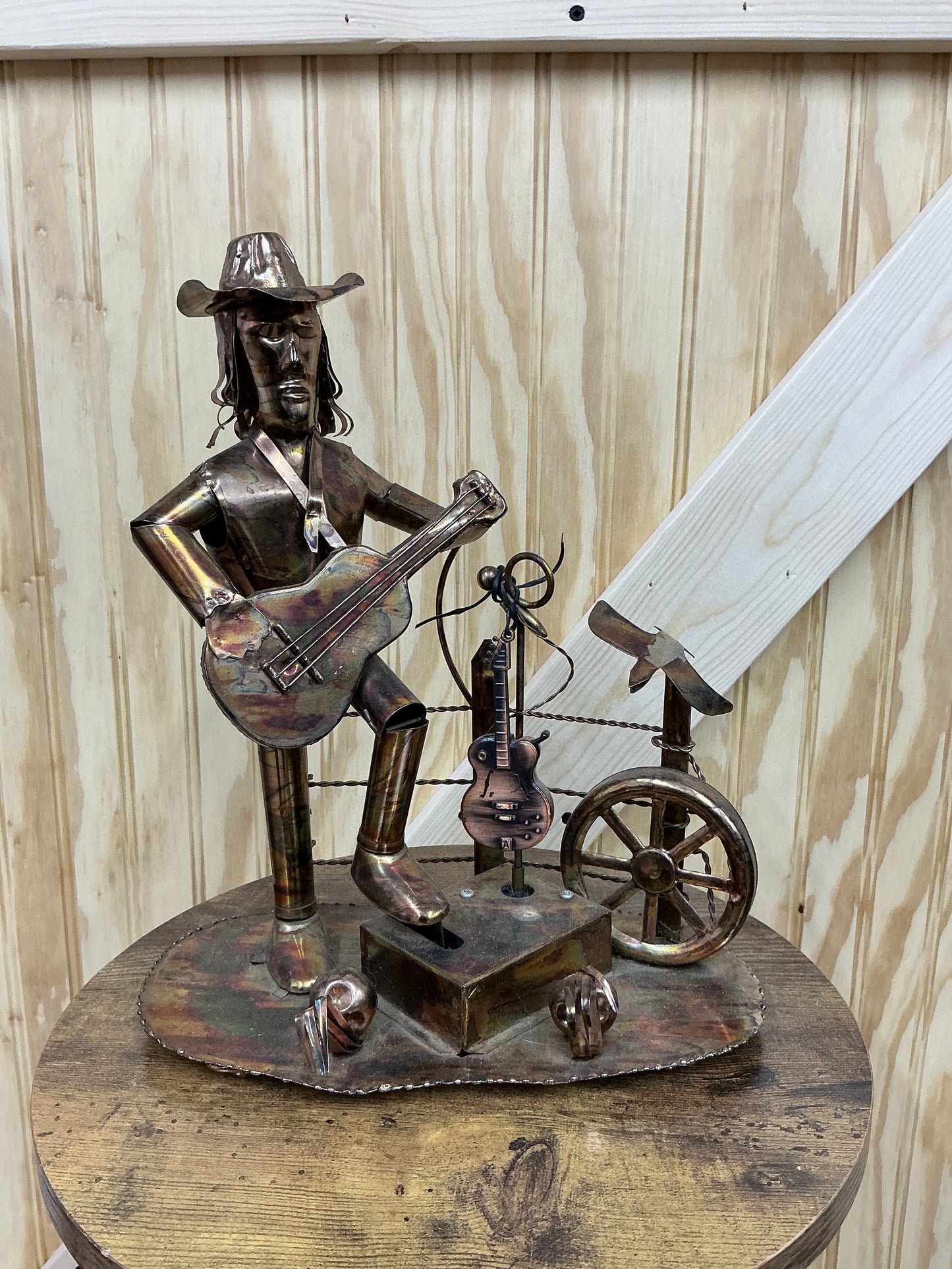 Vintage,Copper Cowboy & Guitar, Music Box
