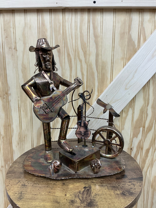 Vintage,Copper Cowboy & Guitar, Music Box