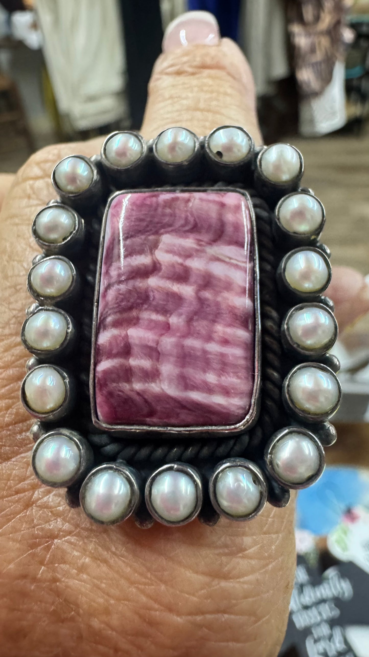 Purple Spiny & Pearl Ring