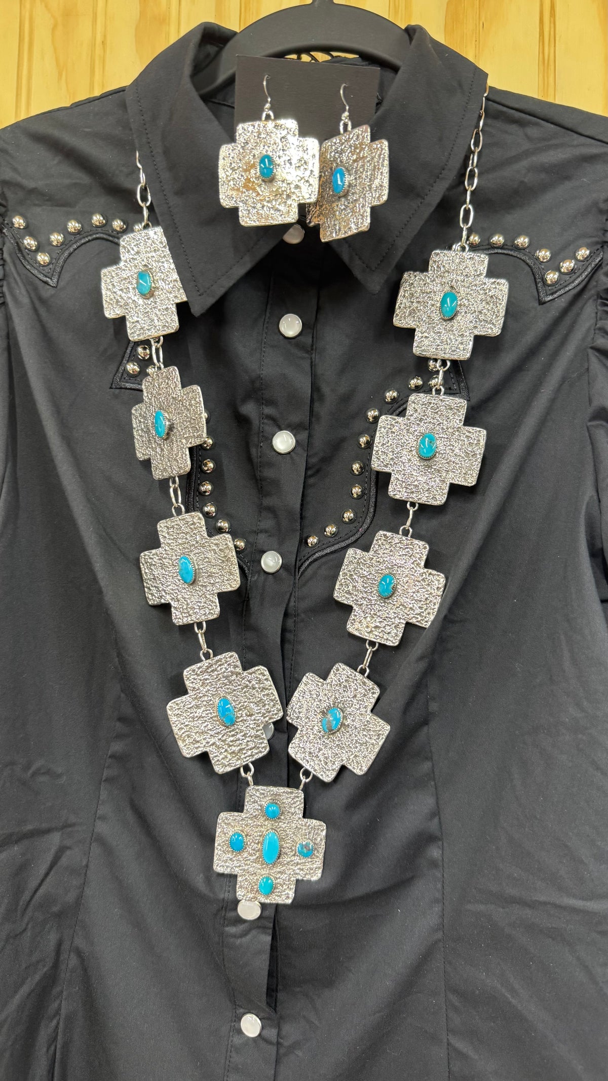 Sterling and Turquoise Cross Set