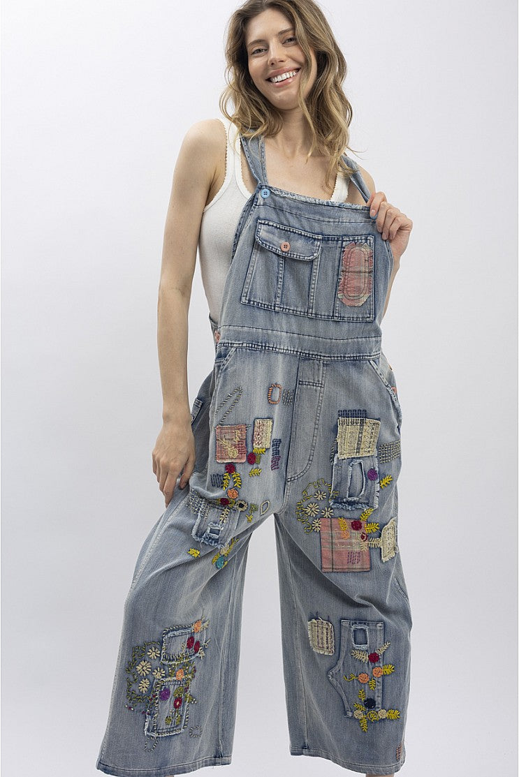 MULTI CONTRAST PATCH MINERAL WASHED OVERALL