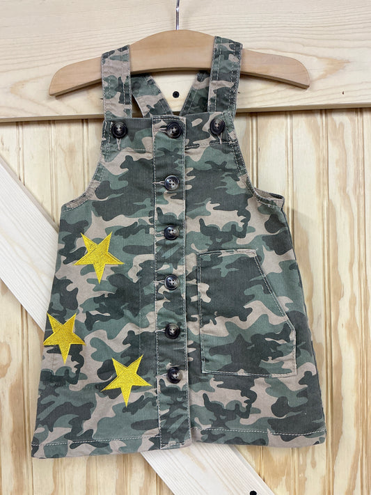 Toddler “Oh My Stars” Embroidered Camo Coverall Dress